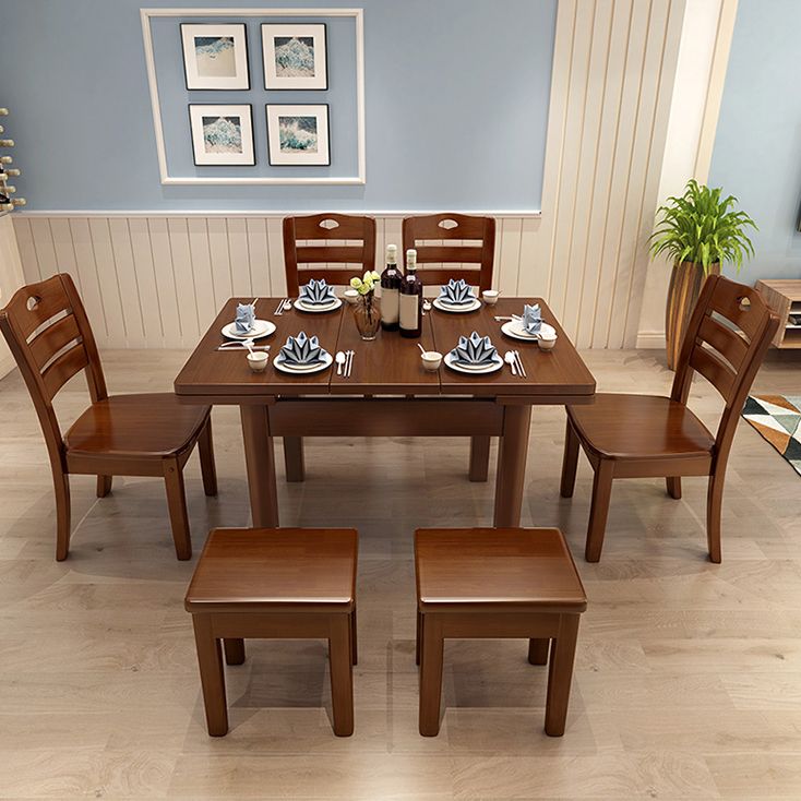 Modern Style Solid Wood Furniture 5/7 Pcs Rectangle Dinette Table with Armless Chair