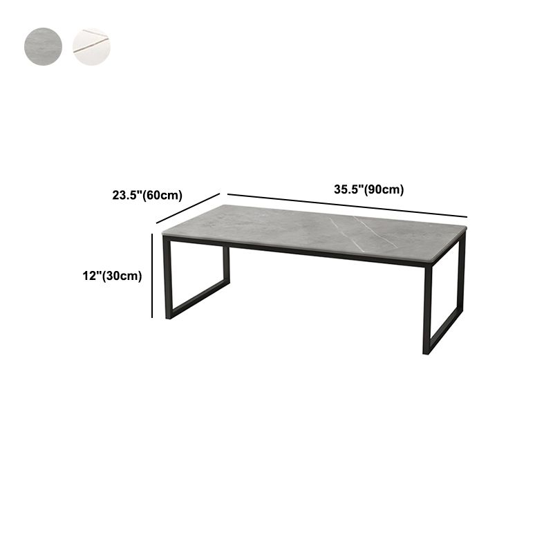Glam 11.8" H Rectangle Slate Coffee Table Metal 2 Legs Cocktail Table