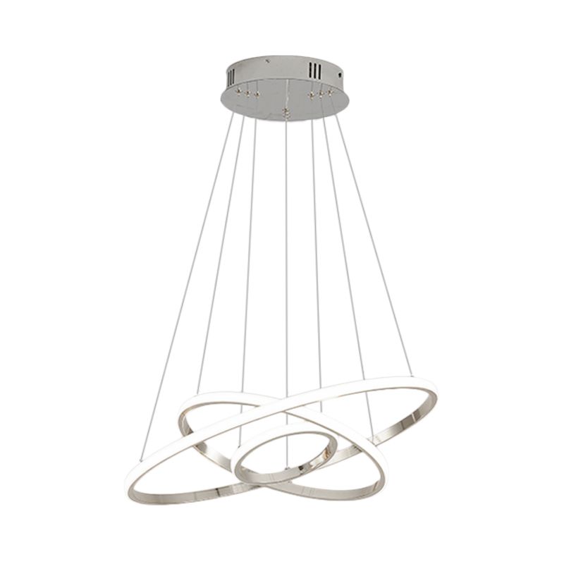 3/4 luces Luz de la sala de estar con tono acrílico de anillo de oro moderno/led cromo lámpara colgante con luz cálida