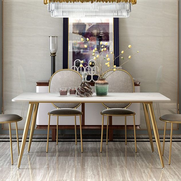 Metal Traditional Luxury Rectangle Indoor Table Sintered Stone Table with Legs