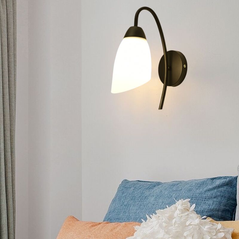 Industrial Black Wall Light Fixture with Glass Shade for Sitting Room