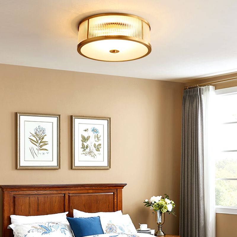 Forme ronde Couloir Aisle Ceiling Mount Light American Country Style Cuivre Flush Mount Light