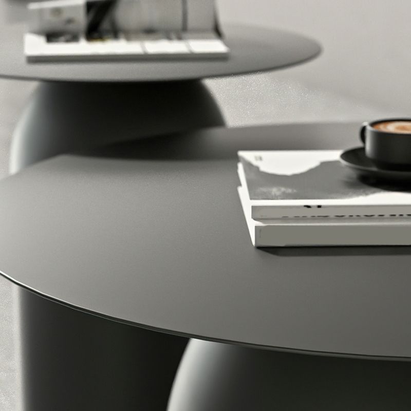 Mid-Century Modern Metal Coffee Table Round 1/2 Cocktail Table