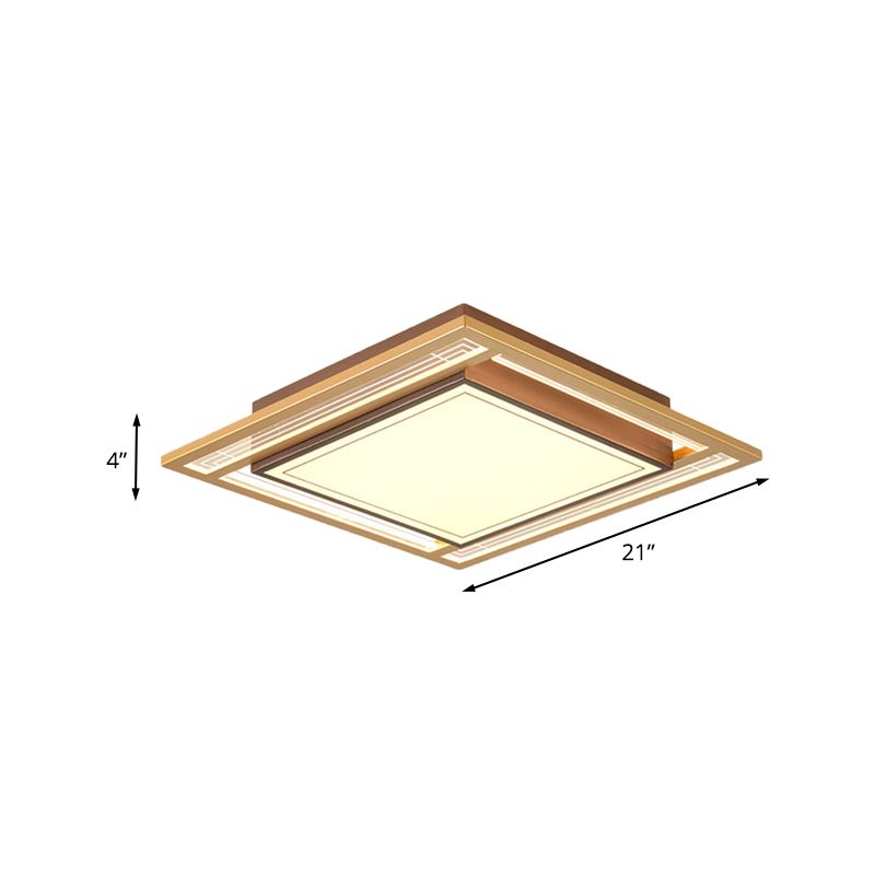 Brown Square/Rectangle Flush Mount Modernist LED Metallic Flush Ceiling Light Fixture, 21"/39" Length