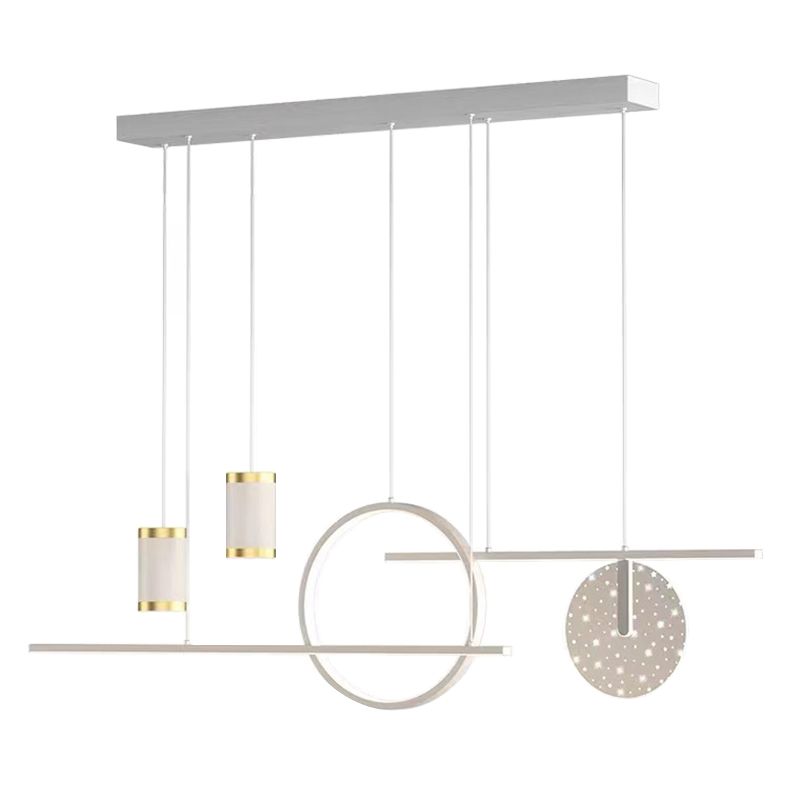 6-Light Modern Style White/Golden/Black LED Statement Linear Kitchen Island Light