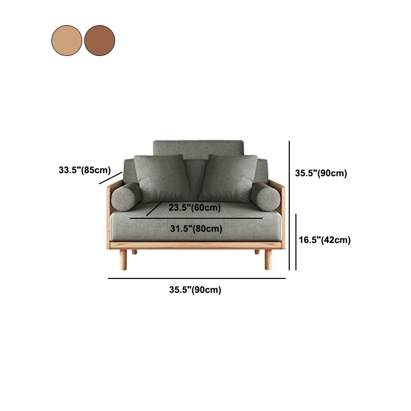 Contemporary Gray Standard Pillow Top Arm Stationary Linen Sofa