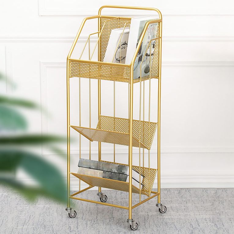 3-Shelf Metal Geometric Bookshelf Contemporary Closed Back Book Shelf,39" H x 11" W