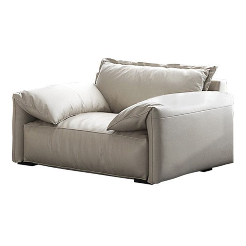Leather Square Arm Loveseat Standard Loose Back Settee Furniture