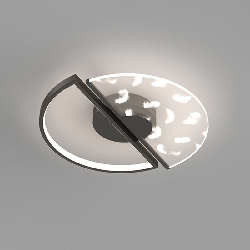 Acrylic Feather LED Flush Mount in Modern Luxury Style Iron Circular Ceiling Light for Bedroom
