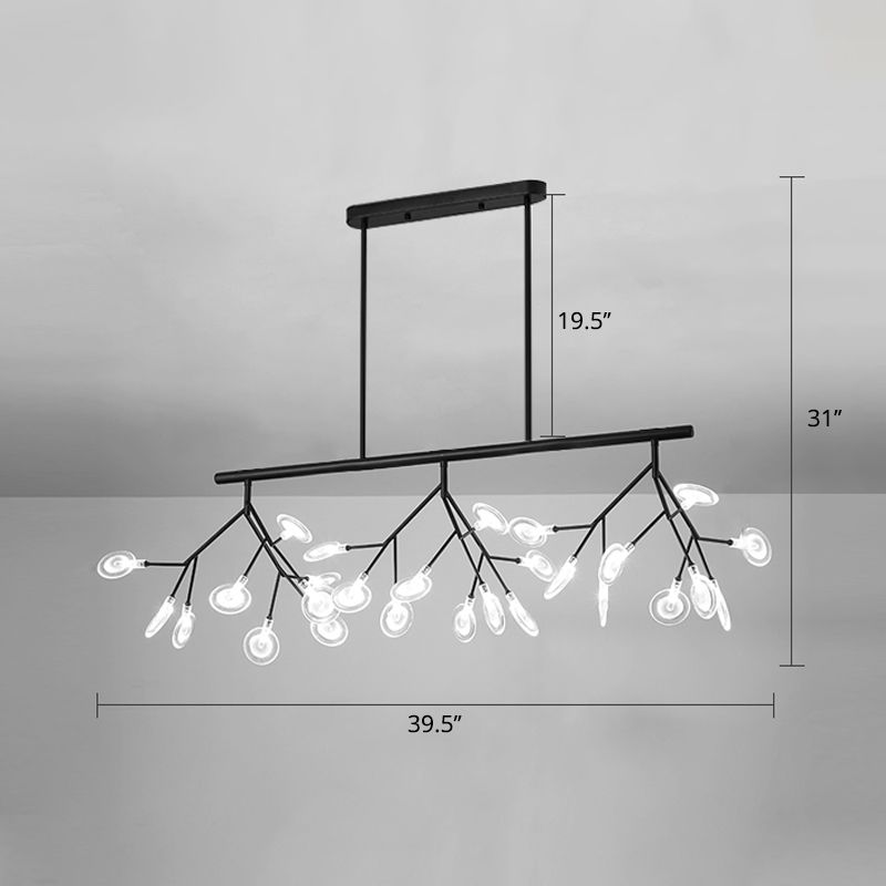 Minimalist Firefly Island Lamp Glass 27-Bulb Dining Room Suspended Lighting Fixture