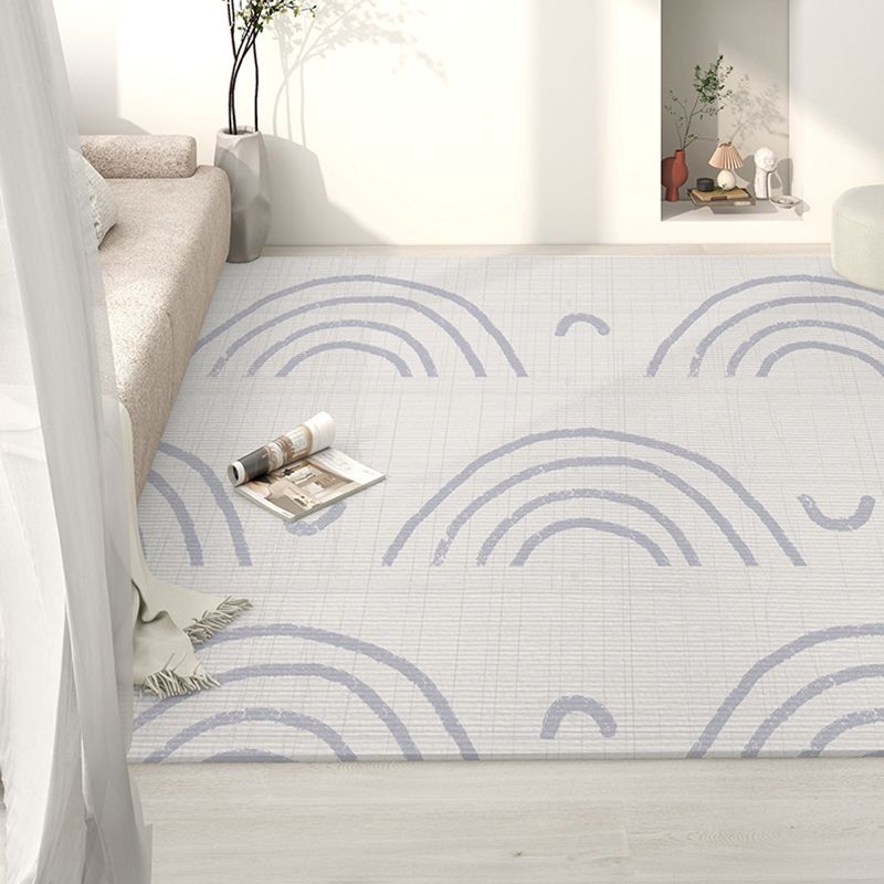 Light Gray Graphic Rug Polyester Casual Rug Stain Resistant Rug for Living Room