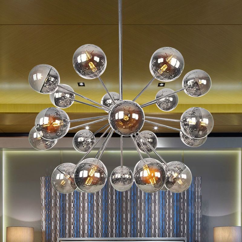 Semi-encastré Globe pour salle à manger, verre blanc/transparent/gris fumée, 9/12/15 lumières, luminaire semi-encastré contemporain en cuivre/chrome/or