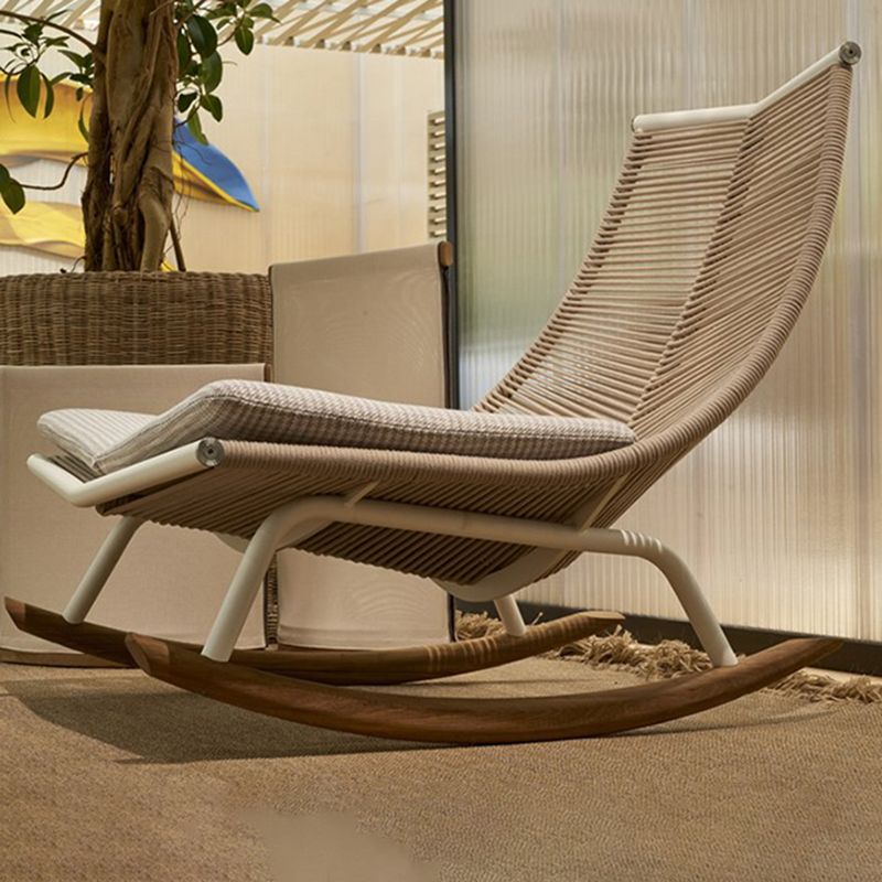 Modern Spindle Rocking Accent Chair Outdoor Woven Rope Rocker Chair