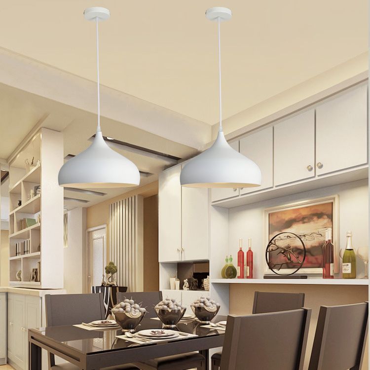 Contemporary Single Head Colorful Macron Metal Pendant Light for Study Room