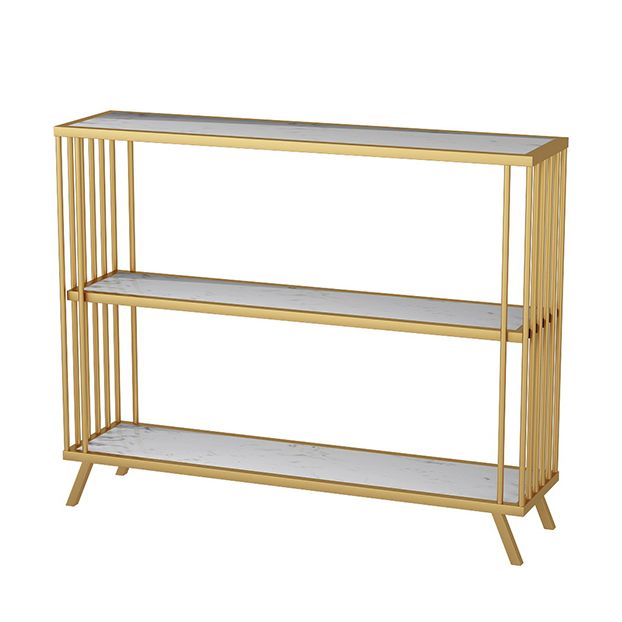 Modern Rectangle Accent Table Antique Finish Console Sofa Table in Marble