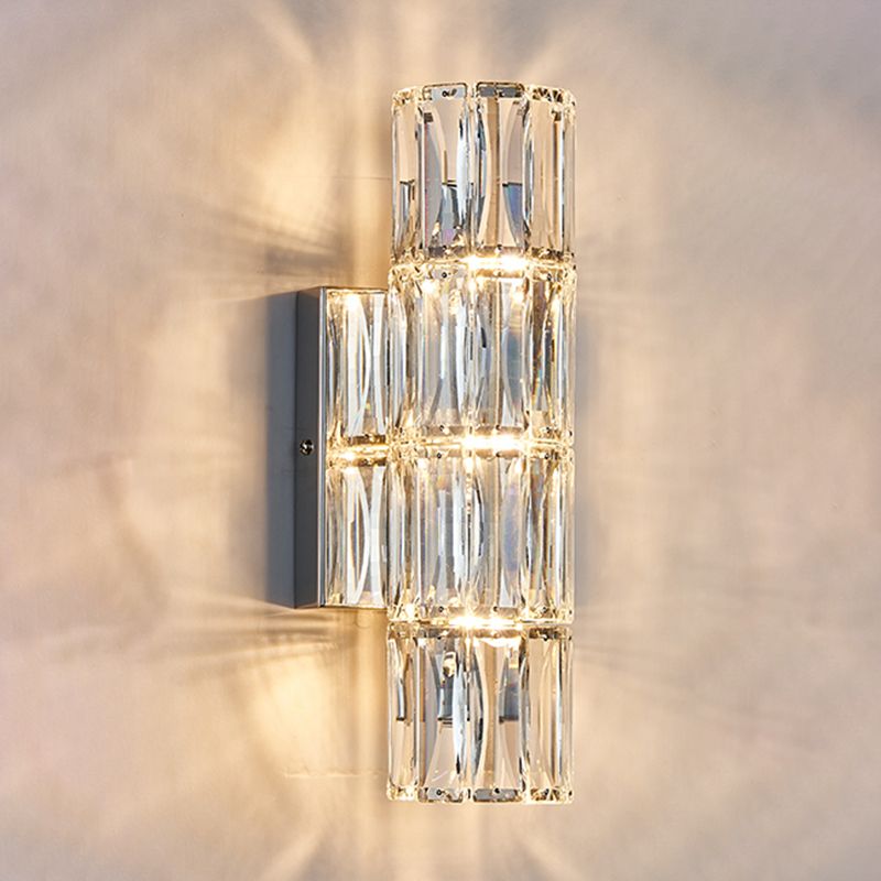 Cylinder Shape Crystal Wall Sconces Modern Multi-Lights Wall Mount Light Fixture