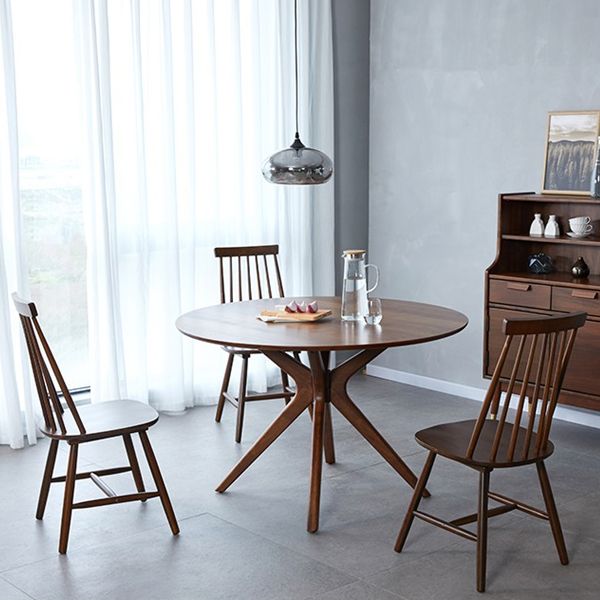 Mesa de comedor redonda contemporánea mesa de pedestal de madera maciza para mesa de cocina del comedor