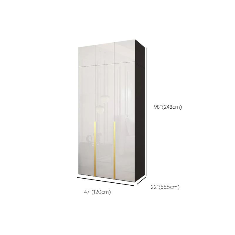 Hinged Wardrobe Cabinet with Garment Rod Modern Storage Cabinet
