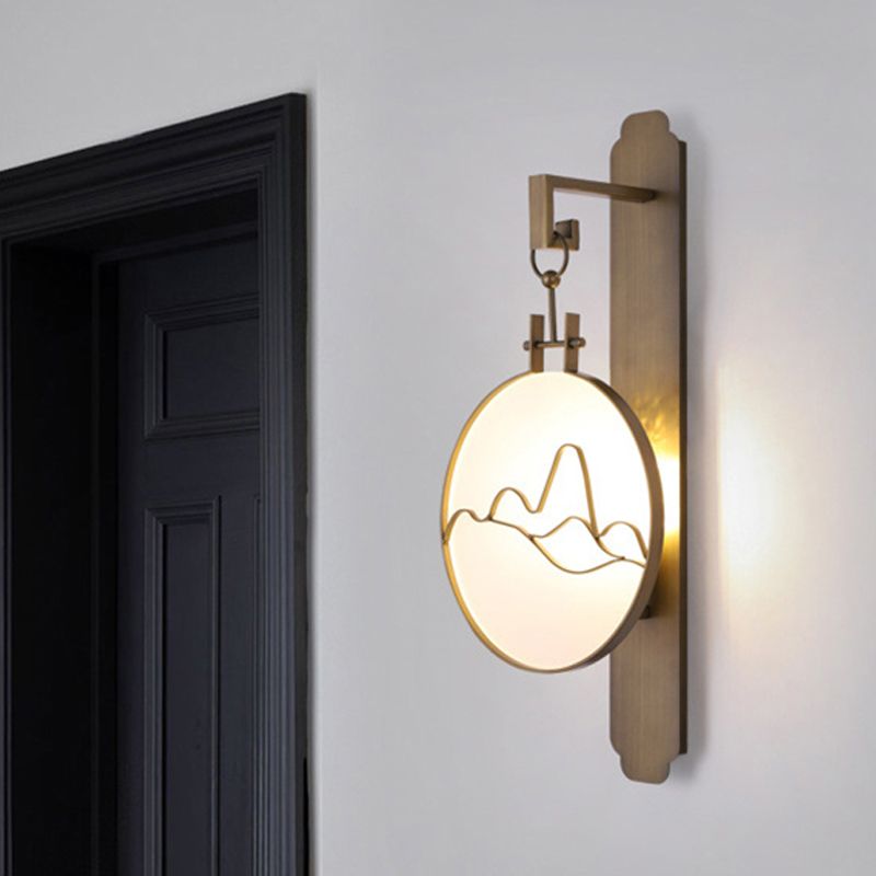 Iluminación redonda de pared de la pared de metal tradicional de 10 "/12" de ancho 1 lámpara de latón ligero lámpara de latón