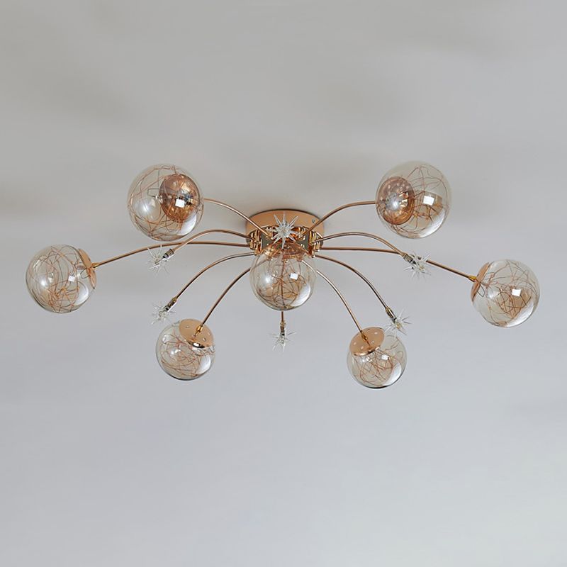 Plafonnier LED de forme radiale, montage encastré en fer moderne pour salon et chambre à coucher