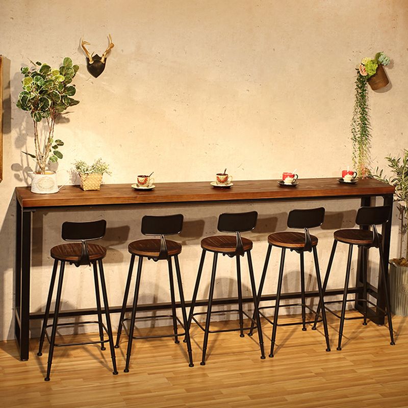 Modern Bar Table Black Iron Solid Wood Pub Table for Outdoor