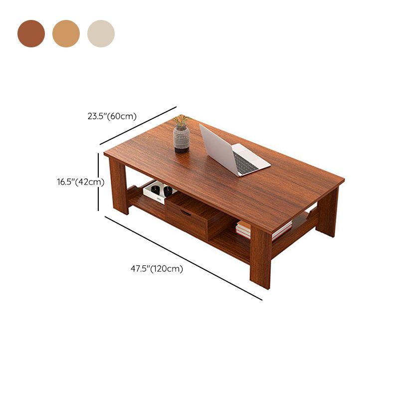 Contemporary Wooden with Storage Shelf Rectangular Single Coffee Table