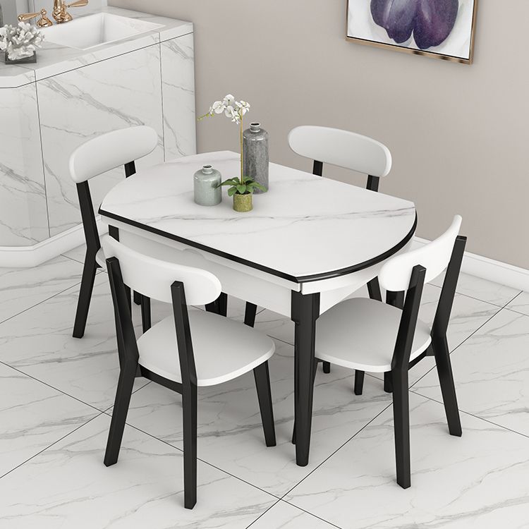 Slate and Wood Table Contemporary Retractable Round Dining Table