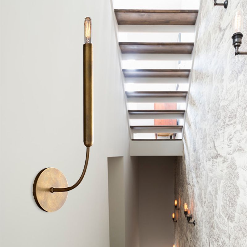 1/2 Bulbs Tube Wall Lamp Tradition Metal Sconce Light Fixture in Black/Brass for Dining Room