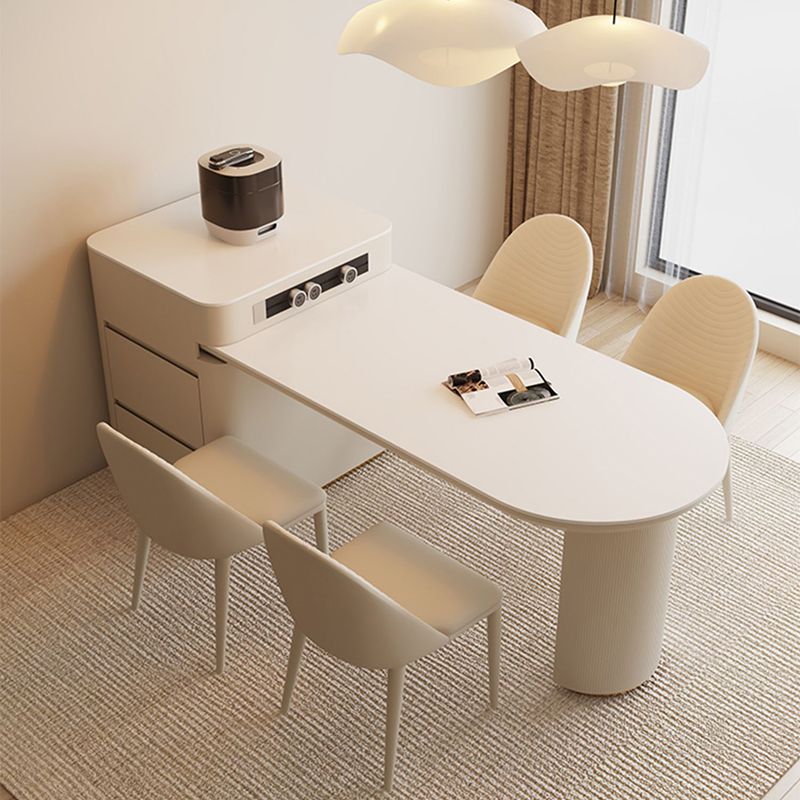 Modern Free Form Dining Table Stone Top Dinette Table with Storage