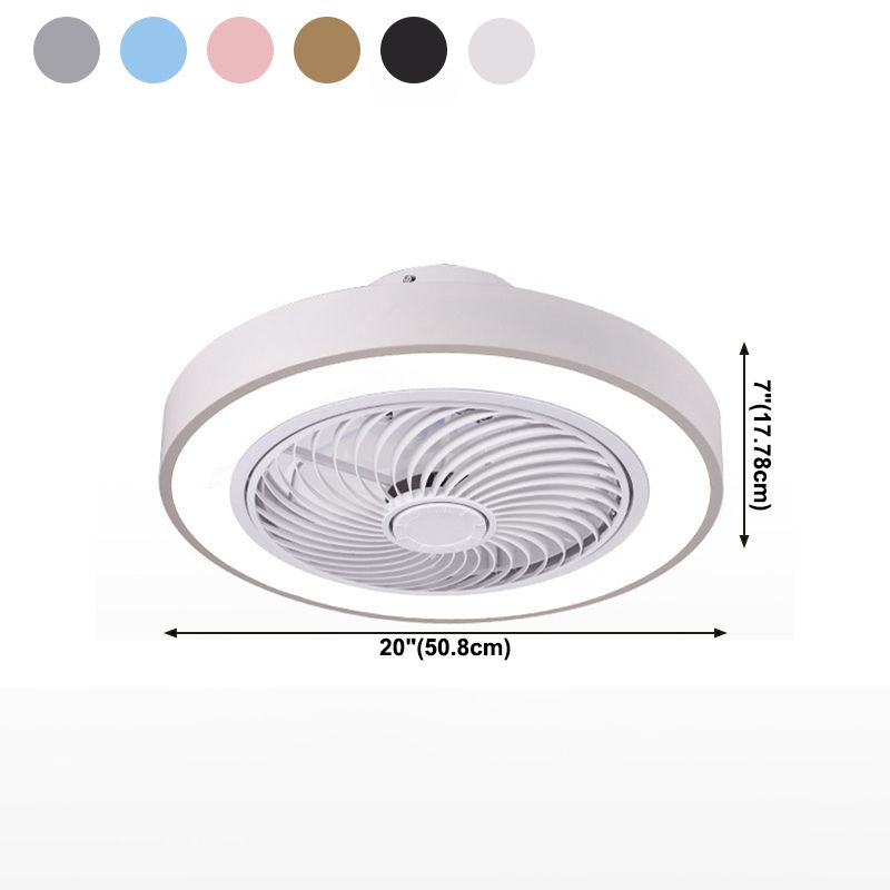 Modern Concise LED Ceiling Fan Light Lacquered Iron Circular Macaron Ceiling Fans with Acrylic Shade