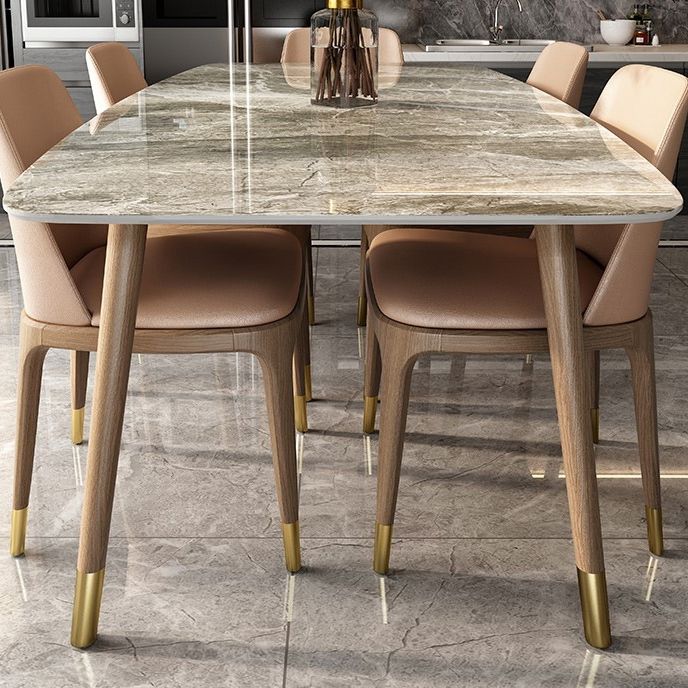 Modern Dining Room Sintered Stone Table with Metal Base Rectangle Dining Table for Restaurant