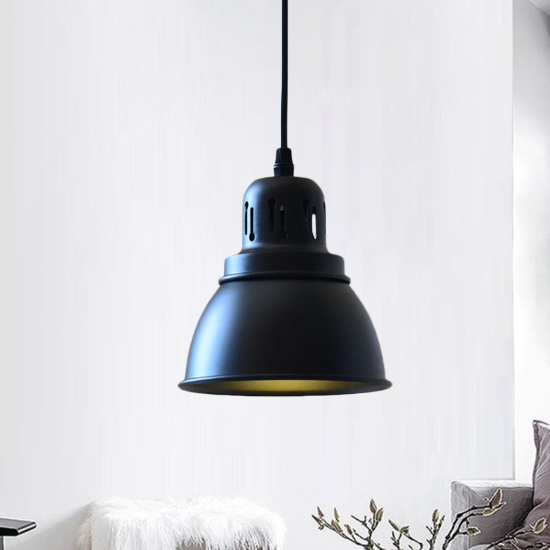 Sospensione di ferro a 1 bulba Light Antiqued Black Finitura a cupola a cupola Lampada a ciondolo a cupola, 6 "/7,5"/12 "W