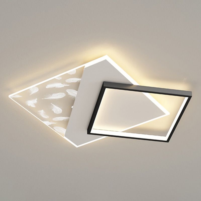 Lampe encastrée en fer forgé de plafond suspendu de salon de plume simple moderne LED