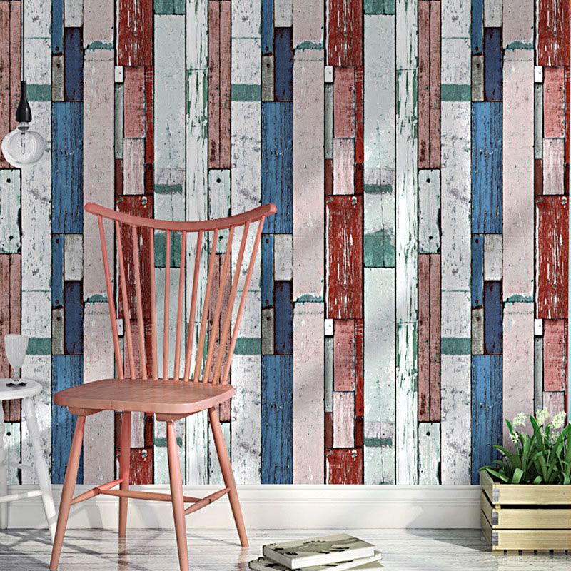 Multi-Colored Faux Wood Wallpaper PVC Decorative Wall Covering, 20.5 in x 31 ft