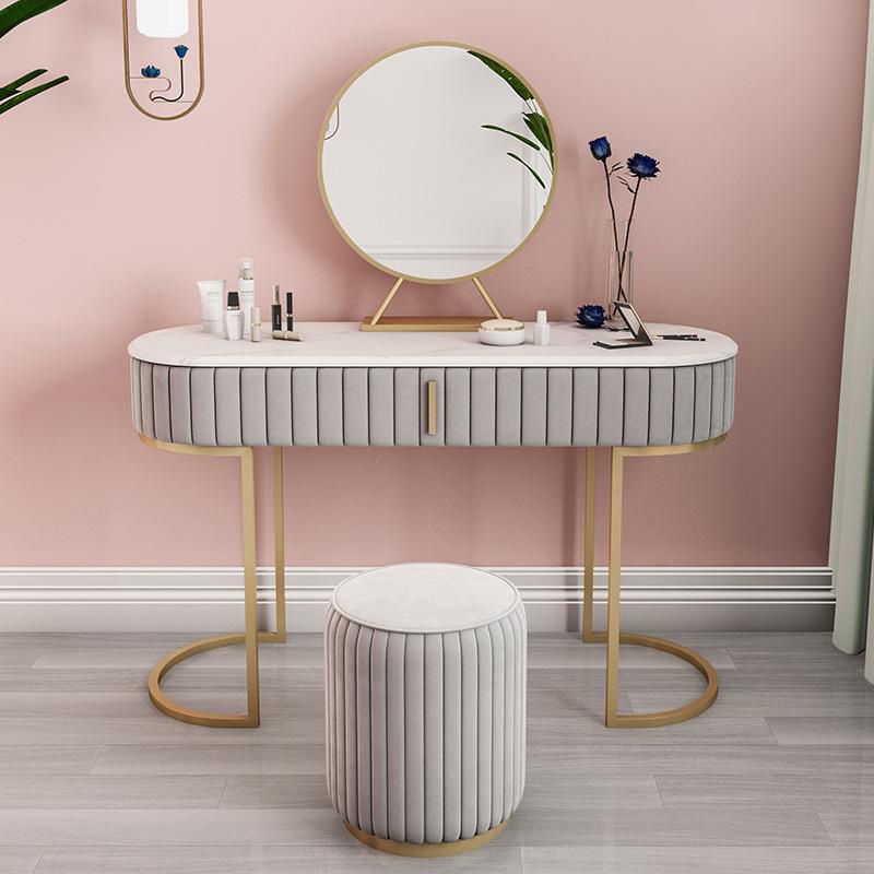 Glam Style 1-drawer Marble Top Make-up Vanity Dressing Table