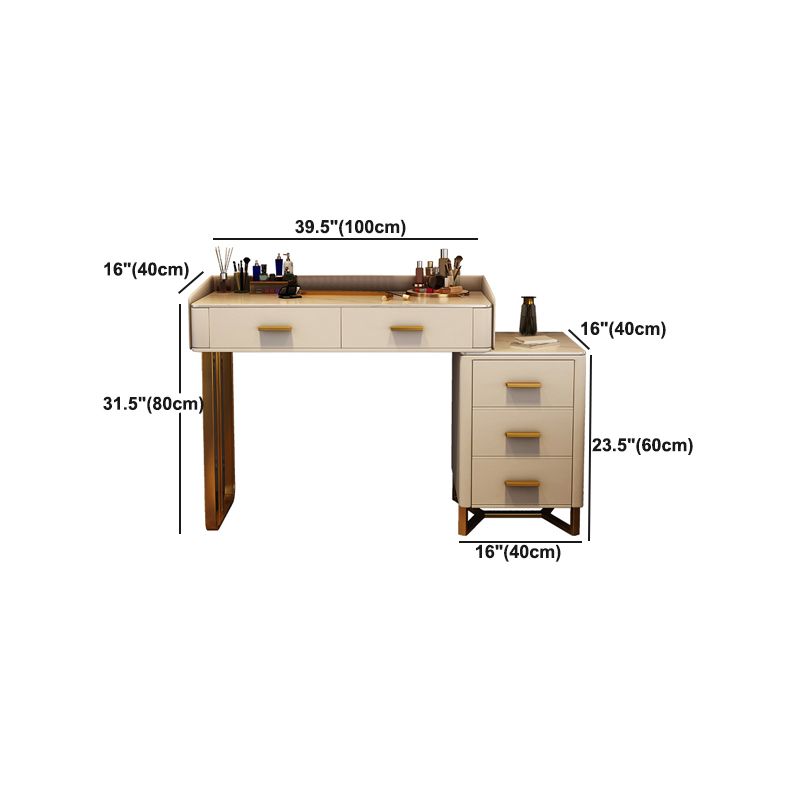 Black/White Make-up Vanity Luxurious Stone Top Dressing Table