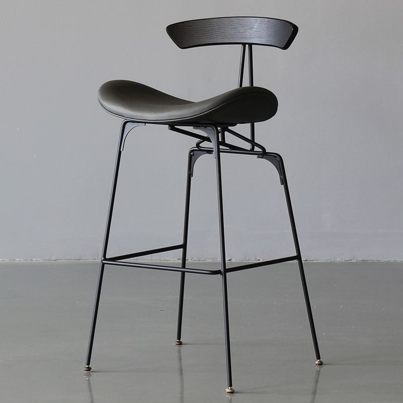 Modern Style Counter Stool Faux Leather Saddle Seat Bar Stool for Indoor