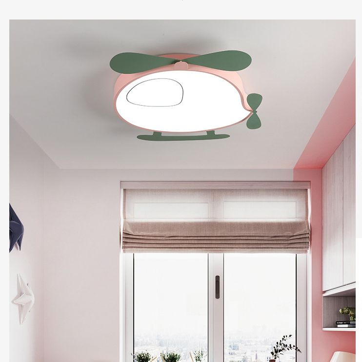Cartoon vliegtuigvormige plafondlamp metalen babykamer LED-inbouwlamp met acryl diffuser