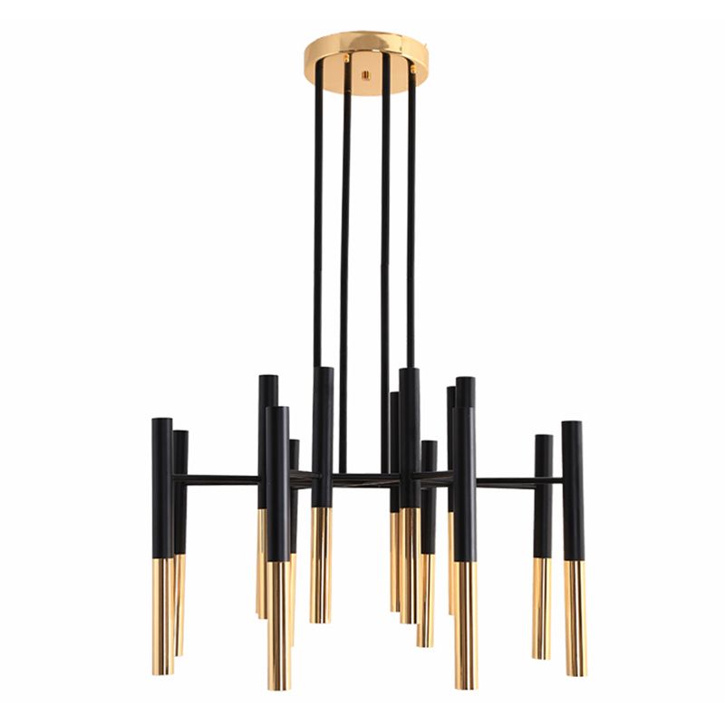 Postmodern Cylindrical Chandelier Metal Villa Lobby Hanging Light