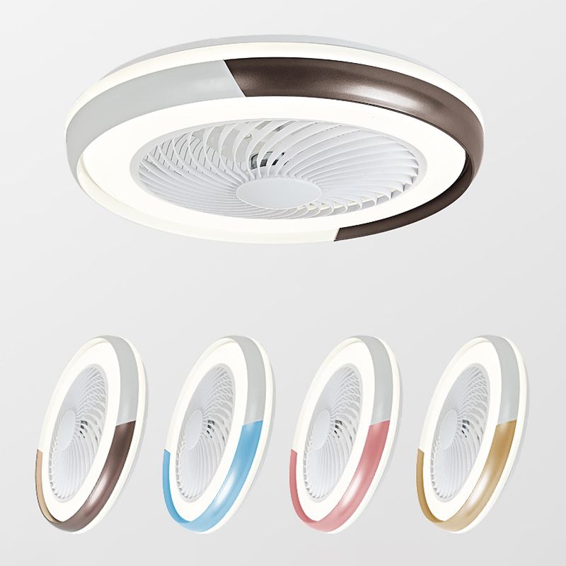 19,5 "breite Macaron Runde 5 Klingen Deckenventilator Lampe Acryl Kinder Schlafzimmer LED Semi Flush Light, Fernbedienung