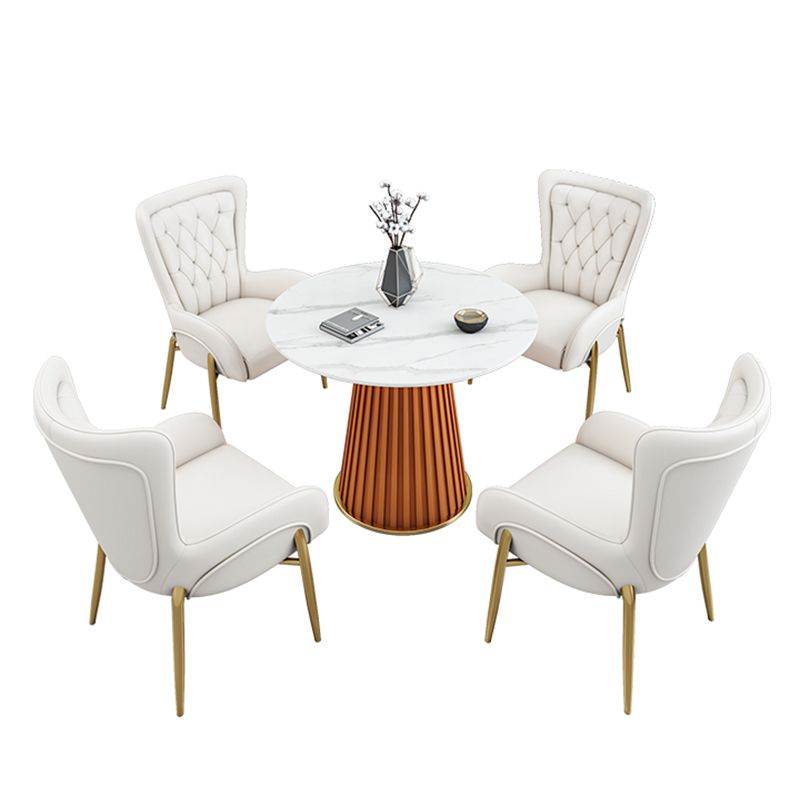 Glam 1/5 Pieces Dining Set Circular Stone Dining Table for Dining Room