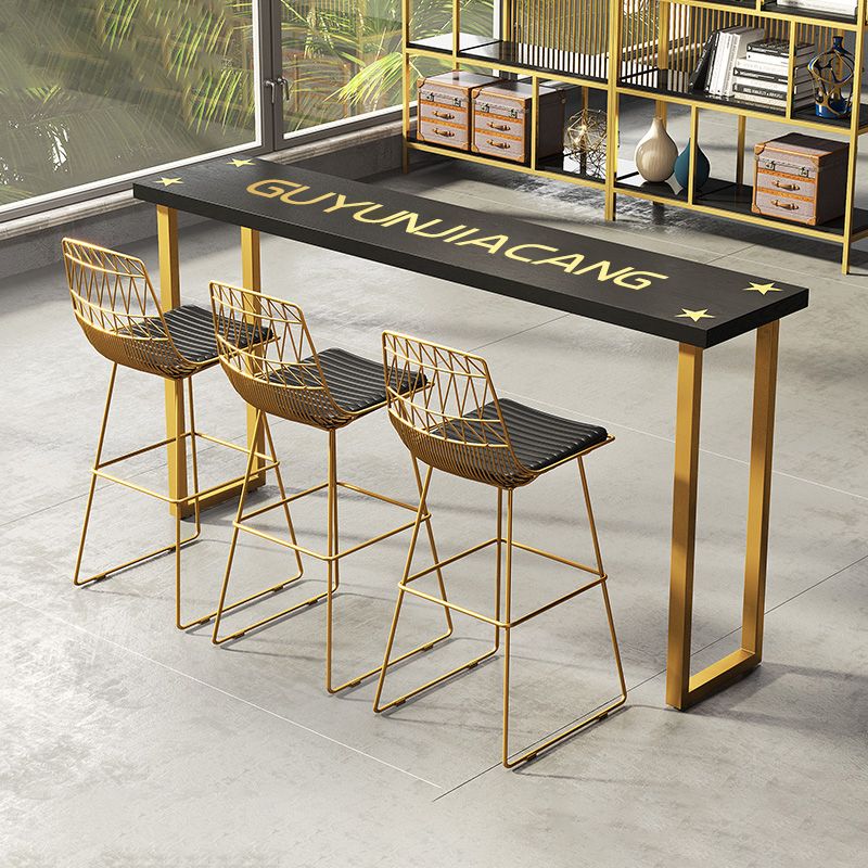 Glam Indoor Bar Dining Table Black Rectangle Counter Wine Table