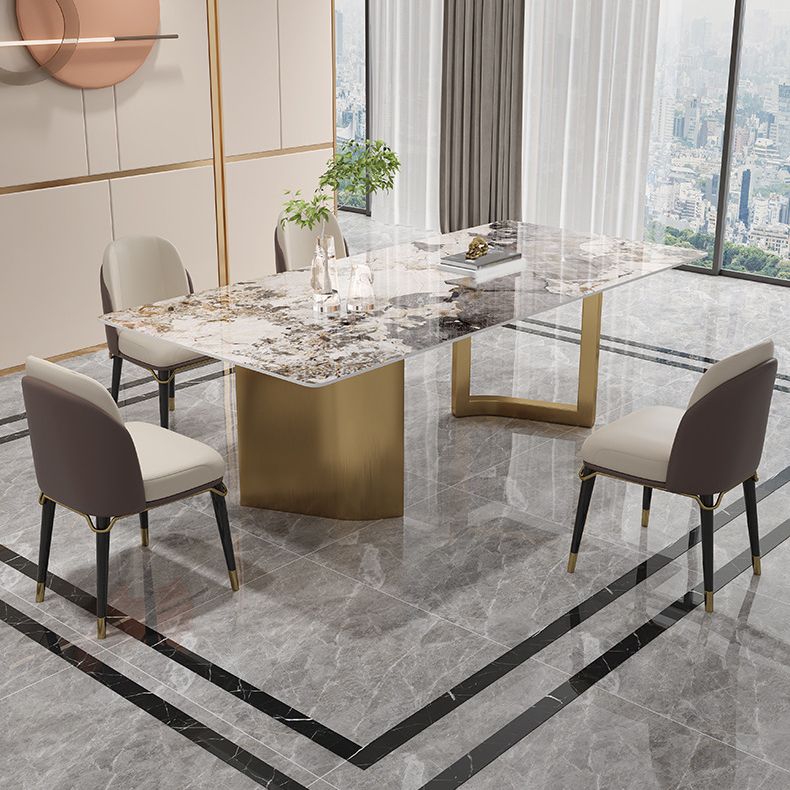 Luxurious Sintered Stone Top Dining Set Rectangle 1/4/5/6 Pieces Dining Room Table Set