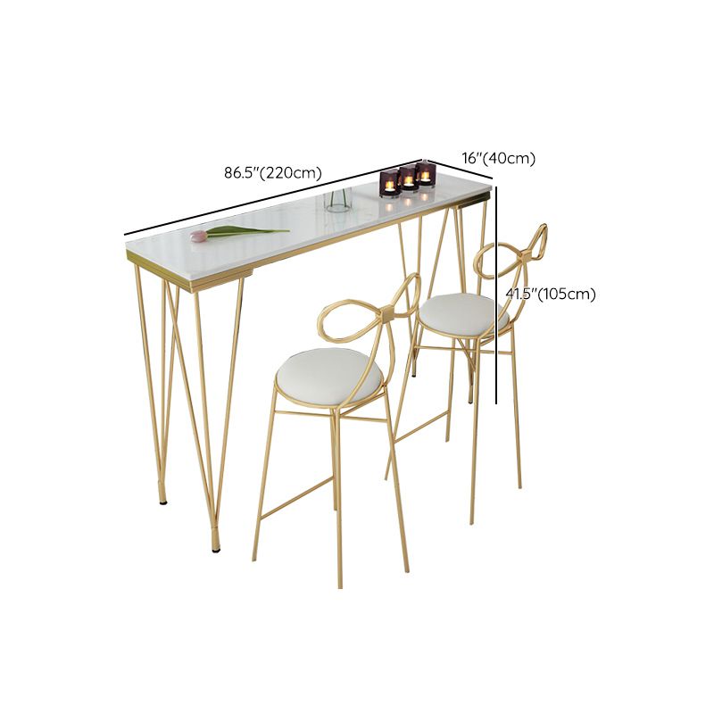 Glam Style Faux Marble Bar Counter Table Rectangle Bar Counter Table