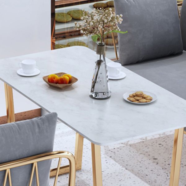 Glam Kitchen Table with Faux Marble Top Gold Metal Legs for Home