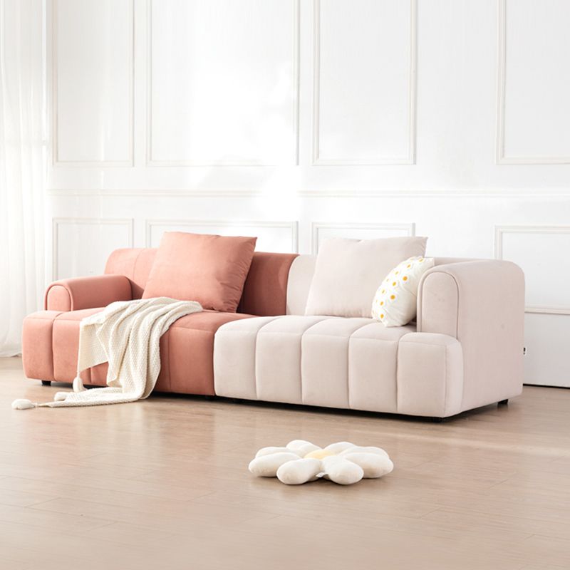 Recessed Arm Velvet Sectionals, Contemporary Sectional Set with Pillows