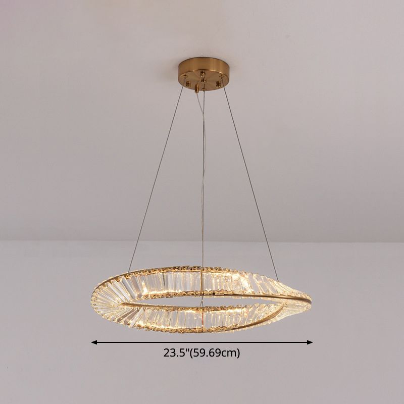 Lampadella a forma di anello attorcigliato moderno a led in cristallo Luce sospensione in ottone per sala da pranzo