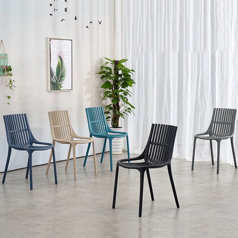 Nordic Style Armless Side Chairs Slat Back Chairs with Plastic Legs for Home Use