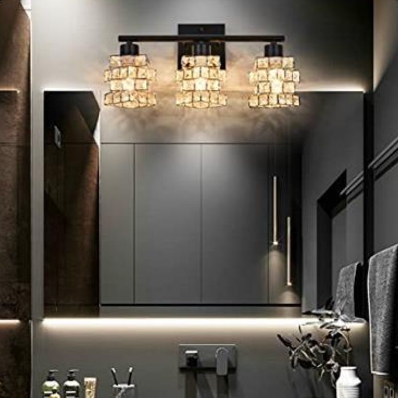 Crystal 3 / 4 - Light Bath Sconce in Clear and Black Finish Modern Bathroom Vanity Light
