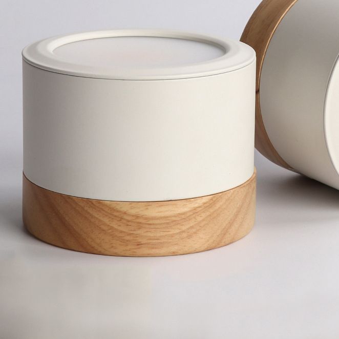 Cylinder Modern Flush Mount Metal and Wood LED Ceiling Flush Lighting
